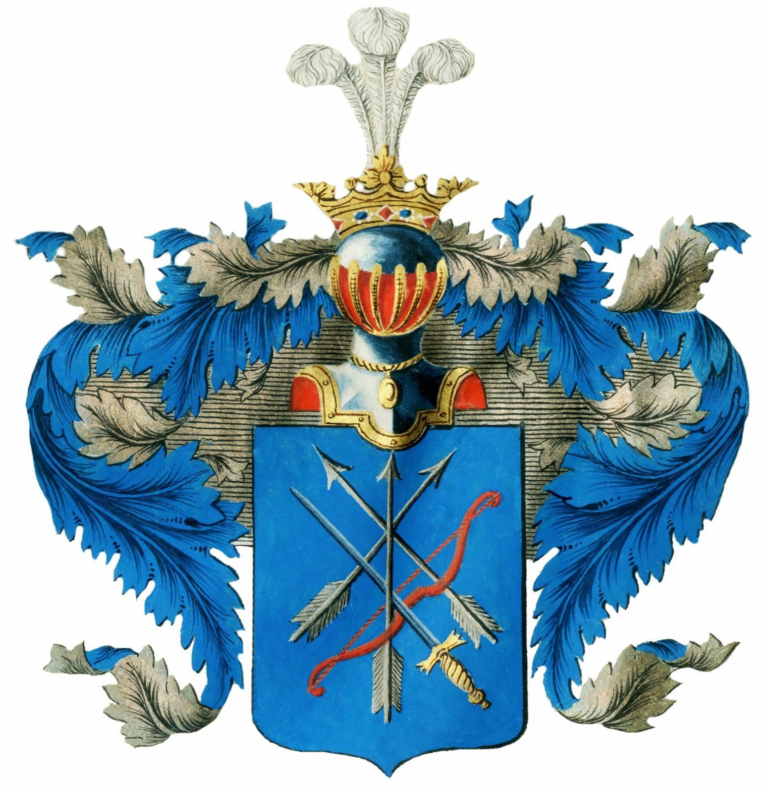 Heraldic emblems with plant and animal motifs